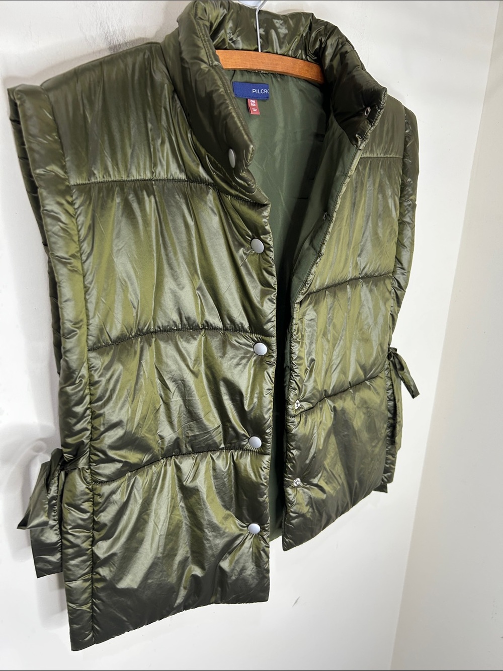 ANTHROPOLOGIE PILCRO Packable Puffer Vest Olive Green One Size - Picture 13 of 15